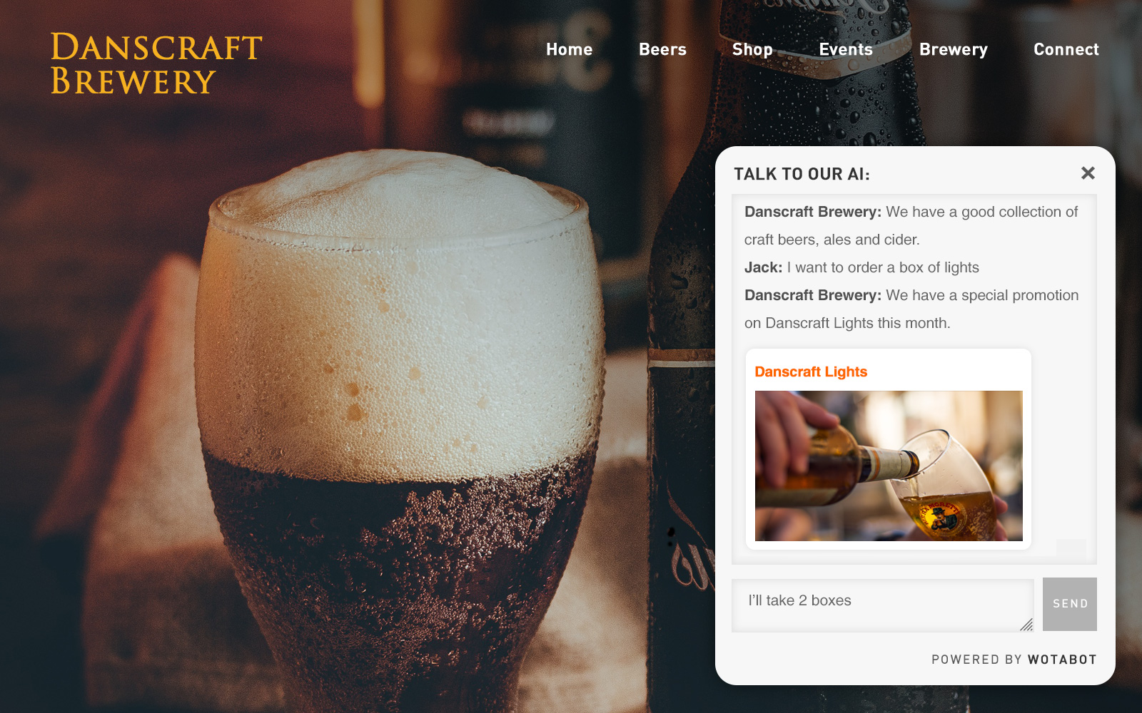 make a chatbot for your brewery website