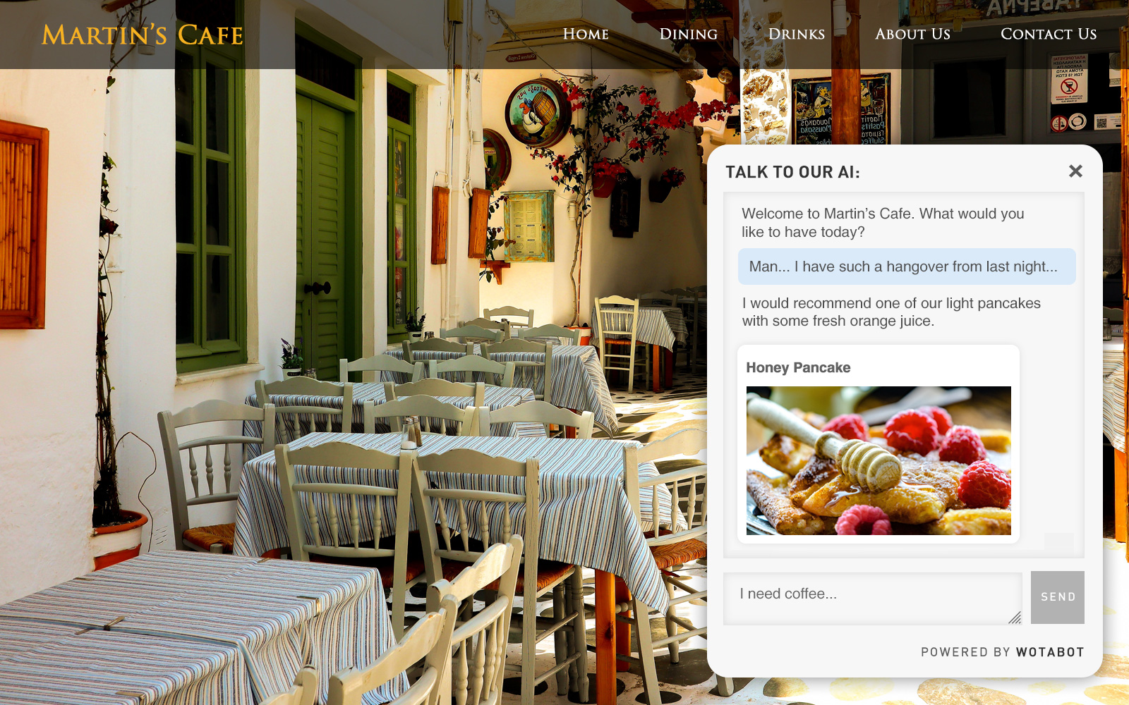 install a chatbot in your restaurant website, make a restaurant chatbot. make an AI menu