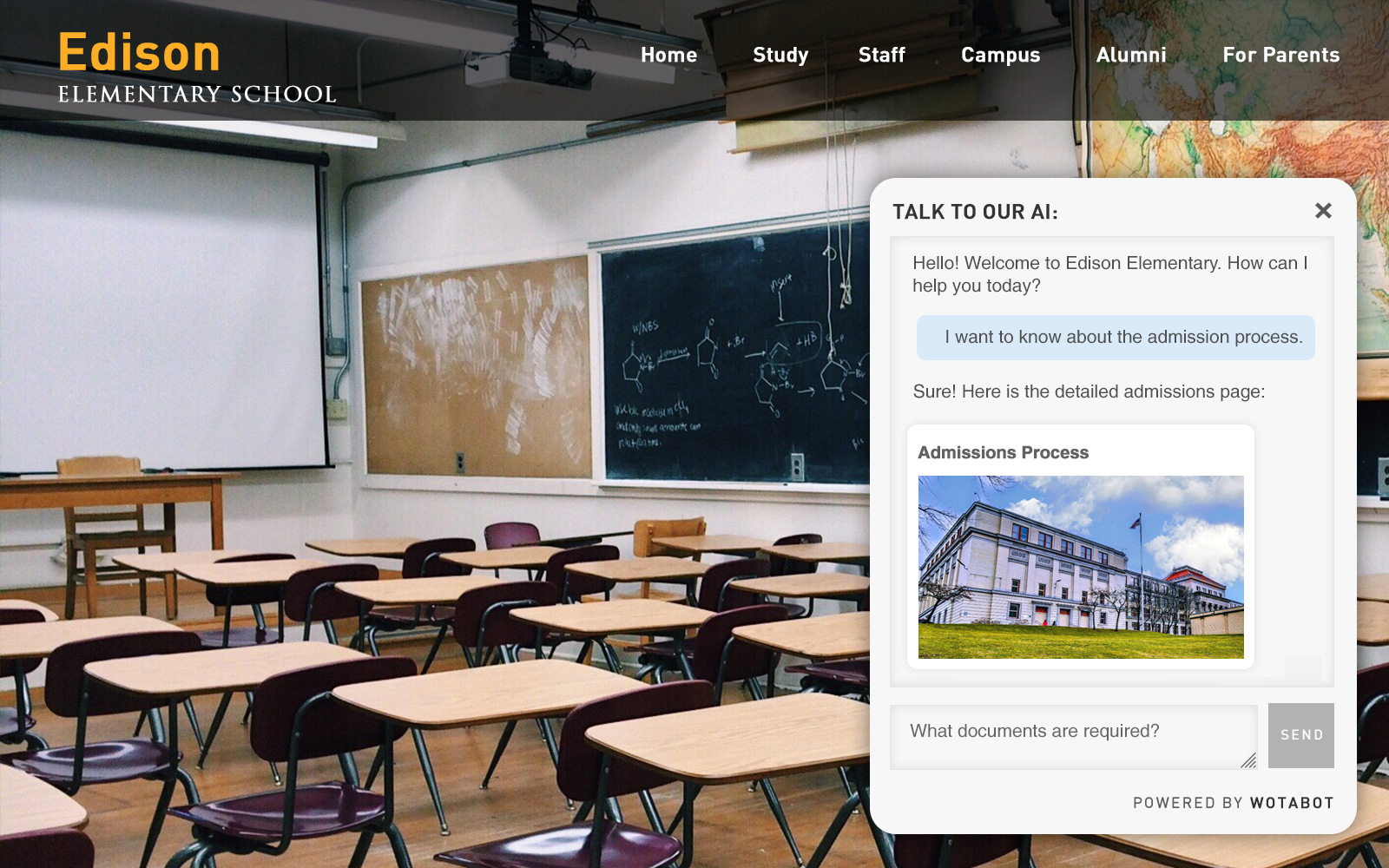 school website chatbot, school website chatbot, chatbot for school website